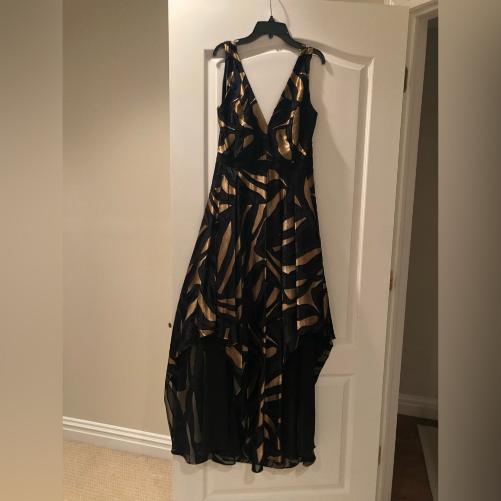 Halston Black and Gold Evening Gown